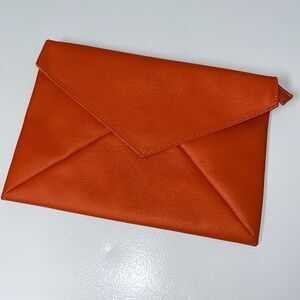 Bold Orange Envelope Clutch or Crossbody needs Straps Zebra Print Interior!